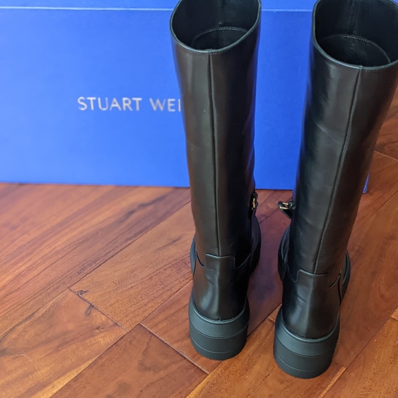 Stuart Weitzman Norah Smooth Calf Leather Boots 9 1/2 + Dust Bags New in Box❤️ - Picture 4 of 16